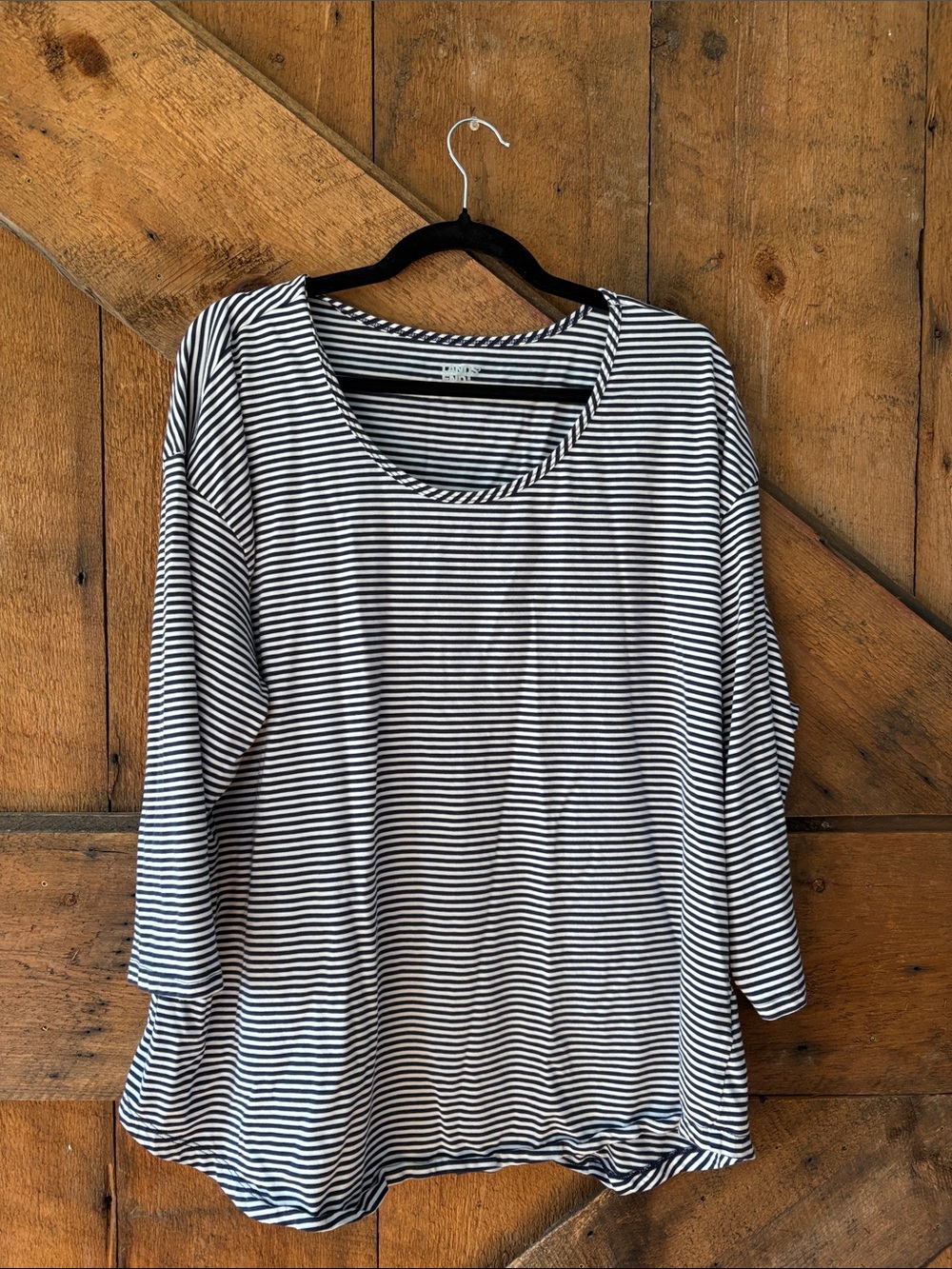 Women's Striped Long Sleeve Tee - Navy & White